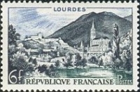 Basilique de Lourdes timbre de 1954.