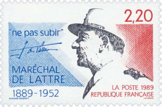 Timbre - Maréchal de Lattre 1889-1952 Timbre - Maréchal de Lattre 1889-1952