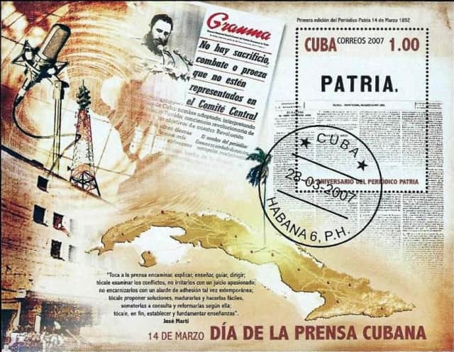 Timbre - Cuba Patria - "Patria y libertad" est la devise de l'ïle. (Patrie et Liberté).