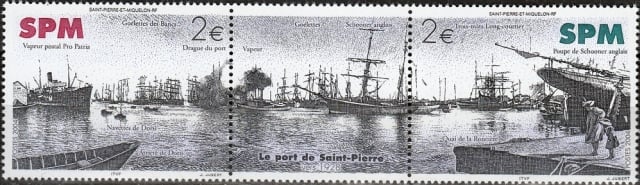 Timbres - Le port de Saint Pierre en 1928.