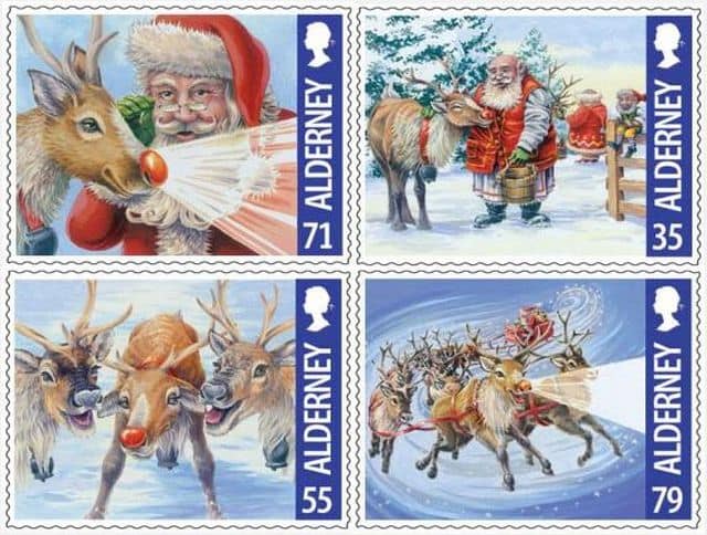 Timbres - Rodolphe le renne au nez rouge du père Noël.