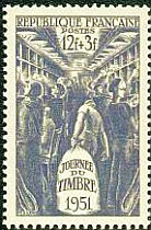 Timbre journée du timbre 1951 sur le tri des ambulants.