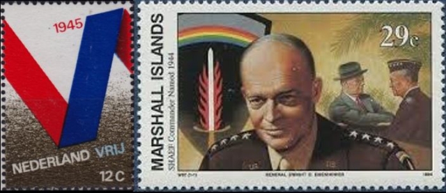 Timbres - Le Général Dwight David Eisenhower "V pour Victoire".