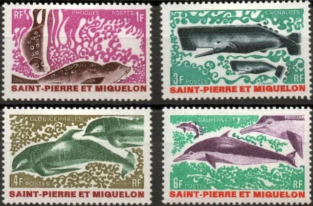 Timbres - Mammifères marins : Phoques, cachalots, globicéphales et dauphins.