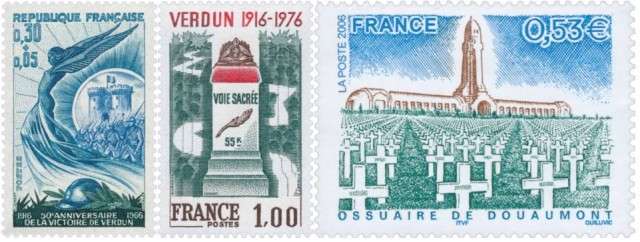 Timbres - La bataille de Verdun, la Voie Sacrée et l'Ossuaire de Douaumont.