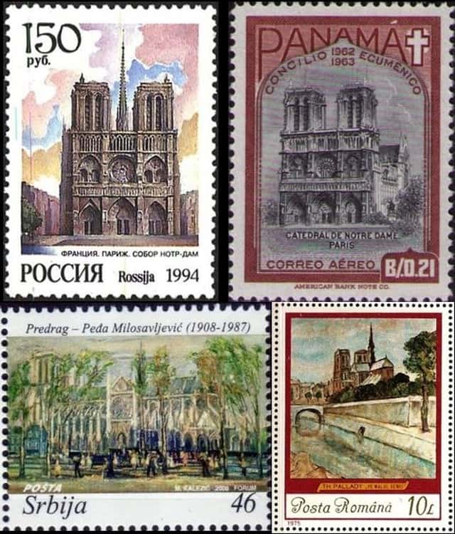 Timbres- vues diverses de la cathédrale Notre-dame de Paris.