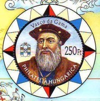 Timbre rond Vasco de Gama.