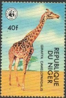 Girafe sur Timbre poste.
