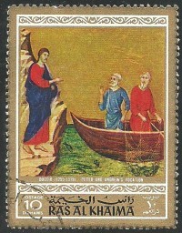 timbre - Jésus avec Simon et André pêcheurs d hommes.