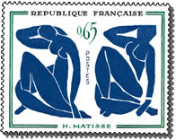 Timbre de France 1961 -  Les nus bleu -Henri Matisse.