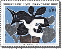 Timbre de France 1961 - Le messager - Georges Braque.