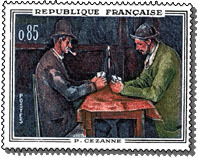 Timbre de France 1961 -  Joueurs de Cartes - Paul Cezanne.