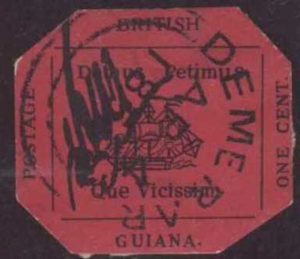 Un timbre rare - le One cent Magenta de Guyane britannique.