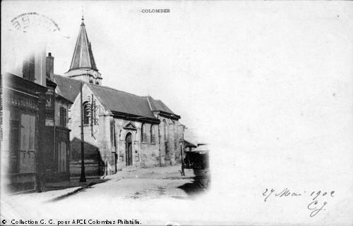 Carte postale ancienne - église de Colombes.