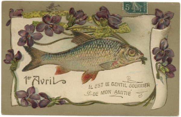 Carte postale ancienne poisson d'avril.