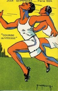 Carte postale sur le sprint aux jeux olympiques de 1924.