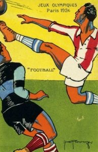 Carte postale sur le football aux jeux olympiques de 1924.