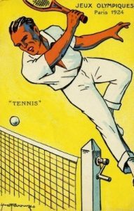 Carte postale sur le tennis aux jeux olympiques de 1924.