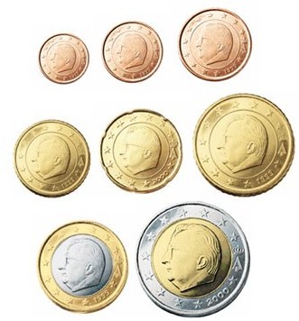 Pièces d'euros belgique.