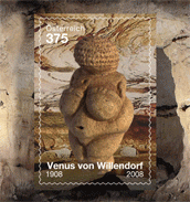 Venus de Willendord sur timbre autrichien en 3D.