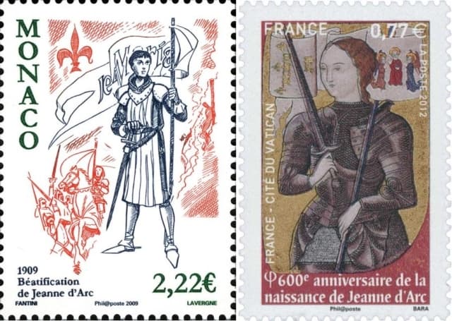 Timbre - Jeanne d'arc - De sa naissance à se béatification en 1909.