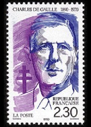 Timbre 1990 - Centenaire de la naissance du général de Gaulle.