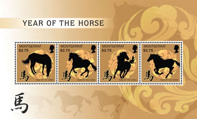 Bloc de timbre -L’année du Cheval - Montserrat.