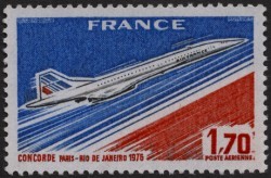 Timbre de France - Concorde Vol Paris Rio 1976.