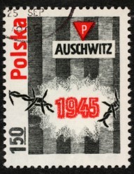Timbre Pologne Auschwitz 1945.