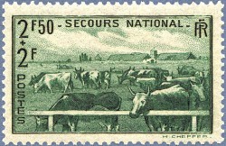 Timbre Secours National - L'élevage.