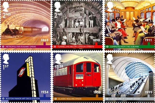 L'évolution du métro Londonien à travers les timbres poste.