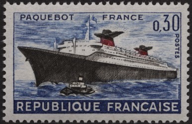 Timbre - Paquebot France - 1962.