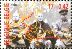 Timbre - La Conférence de Yalta - Découpage de l'Europe.