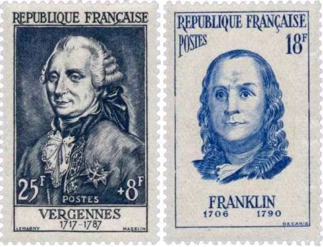 Timbres - Benjamin Franklin et le comte de Vergennes.