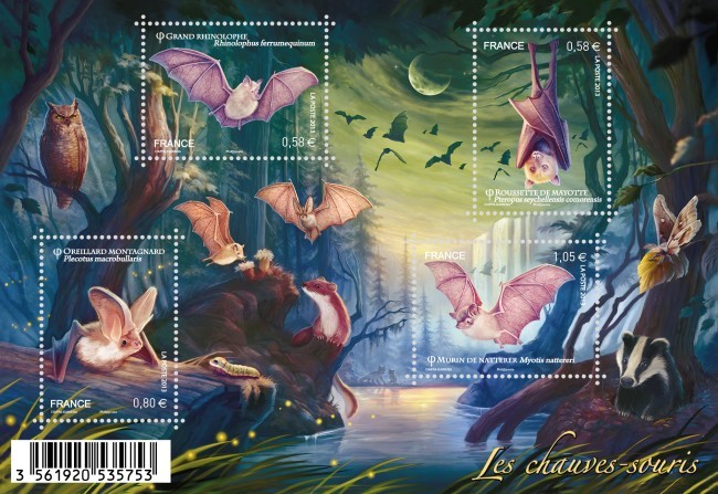 Bloc de timbres Série Nature - Les chauves souris.