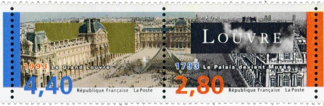 Timbres - Diptyque du Louvre : 1793 le Palais devient Musée - 1993 le Grand Louvre.