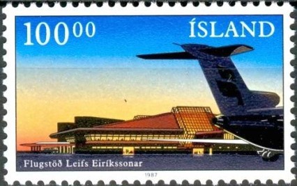 timbre - Avion au sol à l'Aéroport International Keflavik.