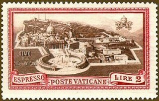 Timbre - Vue aérienne de la basilique Saint Pierre et du Vatican.