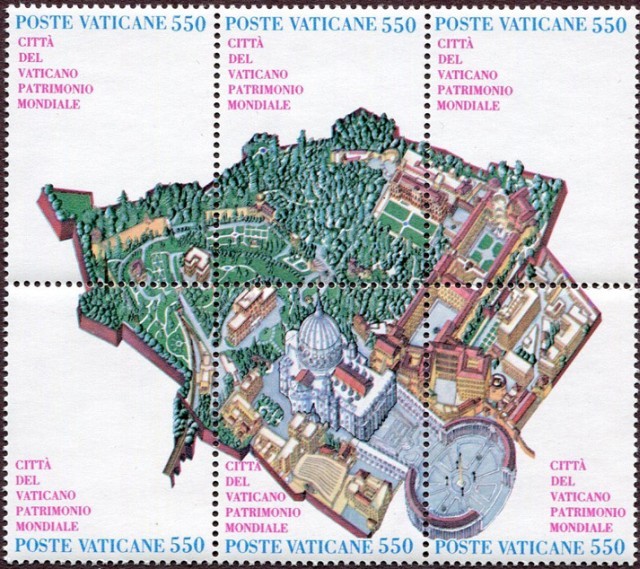 Timbre - La cité du Vatican - Patrimoine mondial.