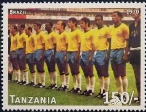 Timbre - L'equipe de foot du brésil en 1970.