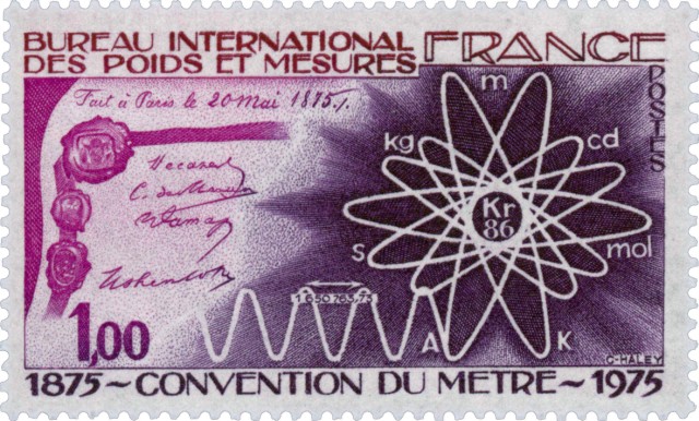 Timbre - Convention du mètre 1875-1975.