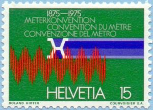 Timbre Suisse - La Convention du metre - 1875-1975.