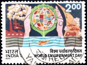 Timbre Inde - Journée mondiale de l'environnement 1977.