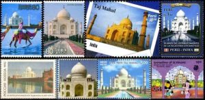 Timbres - Le Taj Mahal - Une des sept nouvelles merveilles du monde.