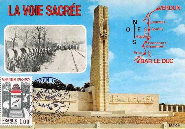 Carte premier jour - La voie Sacrée - Bar-le-Duc Verdun.