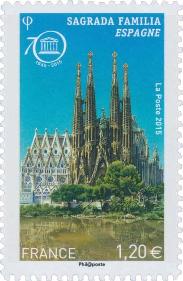 Timbre - La plus extraordinaire des oeuvres de Gaudi : La Sagrada Familia.