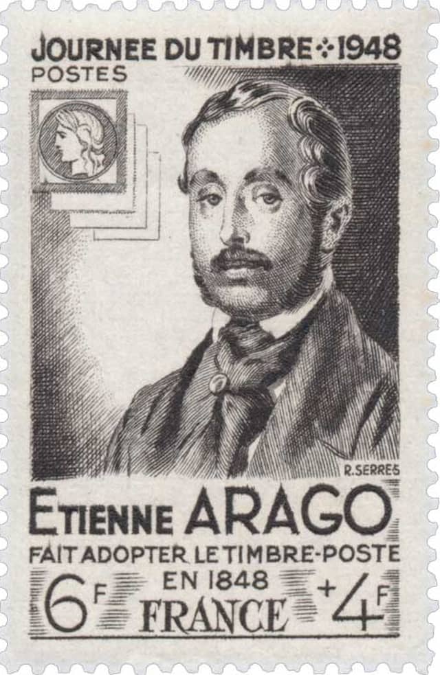 Timbre - Étienne Arago fait adopter le timbre-poste en 1848.