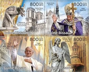 Timbres - En 1980 le pape Jean-Paul II vient à Notre Dame de Paris.