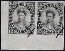 Twelve Pence noir du Canada à l'effigie de la reine Victoria.