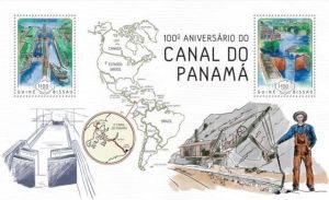 Timbre - Le Canal de Panama relie l'océan Pacifique et l'océan Atlantique.